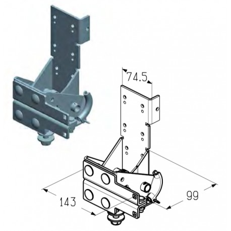 RBI-40.110L Кронштейн роликовый нижний левый Alutech